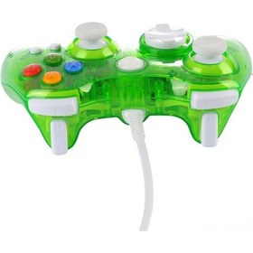 Resim Geekyou Yeşil X360 Konsolu Için Şeffaf Kablolu Oyun Kolu - Led Işıklı, Haptic Titreşim Ve Duyu Tahmini Desteği 