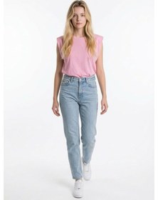 Resim Vatkalı Kolsuz T-shirt %100 Pamuk Pembe 