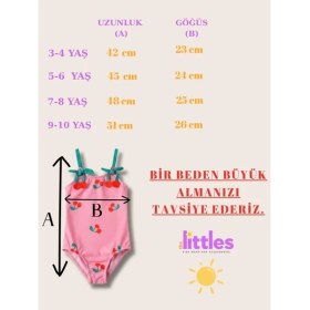 Resim The Littles Kids Kiraz Desenli Hızlı Kuruyan Pembe Renk Kız Çocuk Mayo 