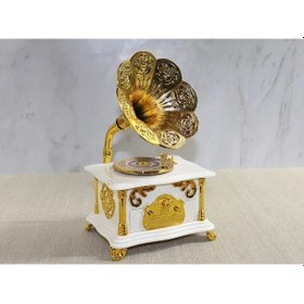 Resim Gramafon Müzik Kutusu Beyaz Spr3790 
