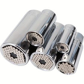 Resim 2'li Profesyonel Soket Anahtar Seti - Paslanmaz Çelik, Ayarlanabilir 7-19mm ile Ratchet Anahtar & Matkap Ucu Adaptörü, Alaşım Malzeme, Çeşitli Uygulamalar için, Endüstriyel Araç Kiti 