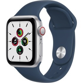 Resim Apple Watch Se Gps + Cellular, 40MM Gümüş Rengi Alüminyum Kasa ve Mavi Spor Kordon - MKQV3TU/A 