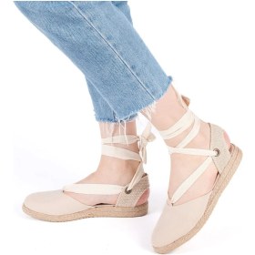 Resim Gerçek Elişi Ipli Düz Topuk Keten Espadril Handmade 