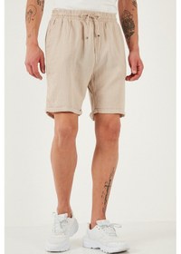 Resim Buratti % 100 Pamuk Regular Fit Normal Bel Müslin Erkek Short Cf25S657802 Bej 