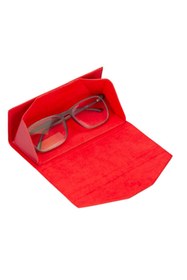 Resim PLM Smart Glass Deri Gözlük Kılıfı V4EF Kırmızı 