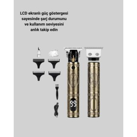 Resim Mestore 0.1 mm Hassas Kesim Tıraş Makinesi Şarjlı Metal Gövde 