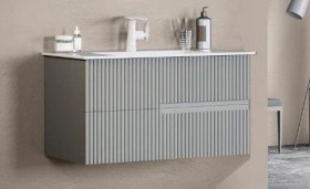 Resim Orka Moonlight 70 Cm Mat Gri Banyo Dolabı Alt Modül Ve Lavabo Gri 