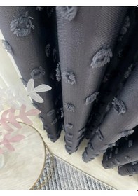 Resim Brillant Pufycarla Püsküllü Fon Perde Tüm Ölçülerde Antrasit Antrasit 