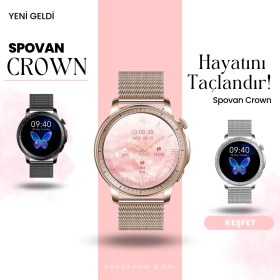 Resim Spovan Papillon Crown Amoled Sesli Görüşme Kadın Akıllı Saat 