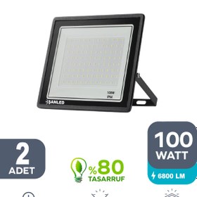 Resim ŞANLED 100w 6800 Lümen 6500k Beyaz Işık Smd Led Projektör-1-2-4-5-8-10 Adet 