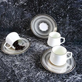 Resim Evaliza Crown Platin 6 Kişilik Kahve Fincan Takımı 80 ml 44199 