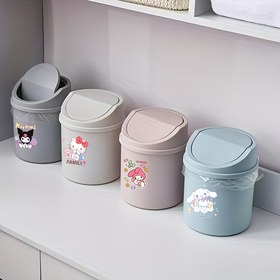 Resim 1 adet Sanrio for hello kitty silindirik masa çöp kutusu - Küçük plastik düzenleyici masa, ofis, kahve barı için - Sevimli çizgi film tasarımı, elektrik gerektirmez, çalışma alanınızı düzgün ve düzenli tutun, masa çöp kutusu, ofis çöp kutusu, oyunlu tasarım, pratik depolama 