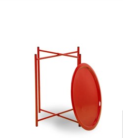 Resim HALL BREATHE Şık Katlanabilir Metal Ofis Orta Sehpa, Kırmızı Renkli, Pratik ve Dayanıklı Tasarım 