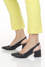 Resim Aldina Nucci Kadınca Arkası Açık Kalın Topuk Stiletto Kadın Topuklu Ayakkabı #1021 