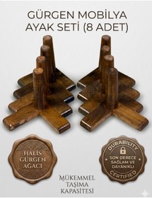 Resim LEGORA WOOD DESİNG 1. Sınıf Gürgen Ağacı 15 Cm Koyu Ceviz Mobilya Koltuk Tv Ünitesi Yükseltme Ayakları 8'li Set 