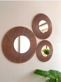 Resim Üçlü Yuvarlak Bohem Ayna Seti & Dekoratif Ayna - 40 X 40 / Çok Renkli Çok Renkli 