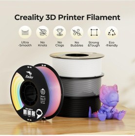 Resim Creality Rainbow Pla+ 3d Yazıcı Filamenti 4 Kg, 1,75 Mm, Boyutsal Doğruluk +/- 0,02 Mm, Dolaşmayan Ve Düğümlenmeyen, Renk Gradyanları, Çoğu Fdm 3d Yazıcıyla Uyumlu 