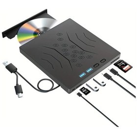 Resim Willowhaven Siyah 7si1 Usb 3.0 Type-c Dvd Yazıcı Sd Tf Portlu Cd Rw Destekli 