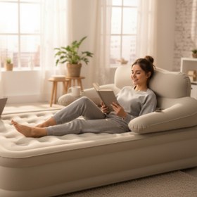 Resim EFSANE KAMP - Double King Başlıklı Otomatik Dahili Pompalı Çift Kişilik Şişme Yatak - 203*152*40cm 