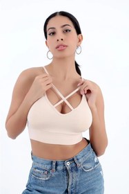 Resim by İGP Kadın Önden Çapraz Bralet Pedli Spor Büstiyer Crop 