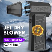 Resim Turbo Jet Fan Elektrikli Hava Sökücü - 130K RPM Ayarlanabilir 4 Hızlı Kablosuz Üfleyici Araba Kar/Toz Temizliği için | Taşınabilir Type-C Hızlı Şarj Aracı 