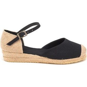 Resim Star Tombis Gerçek Elişi Hasır Jüt Bantlı Günlük Kadın Espadril Handmade Siyah 