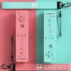 Resim KDYGPDCT Wii Remote Controller 2 Pack, Wii Game Wireless Controller with Wrist Strap for Wii/Wii U Console (Blue + Pink) 