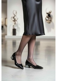 Resim Siyah Kırışık Taş İşlemeli Kadın Abiye Ayakkabı 357180 Z Siyah Kırışık 