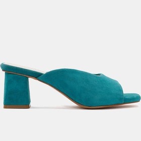 Resim Anna Kadın Turkuaz Gerçek Deri Topuklu Terlik Turkuaz 