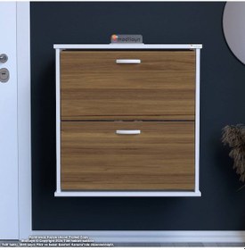 Resim Modilayn Umay Antre Hol 72 X78x25, 5 Cm Lik 2 Düşer Kapak 4 Göz Bölmeli Ayakkabılık Beyaz - Ceviz 