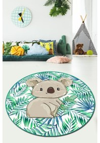 Resim Koala Djt Yeşil Çap 200X200 Cm Yıkanabilir Çocuk Halısı Yeşil 