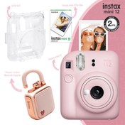 Resim Fujifilm Instax Mini 12 Pembe Fotoğraf Makinesi-10'lu Film-şeffaf Kılıf Ve Divoom Lovelock Mini Ses Kayıt Öze 