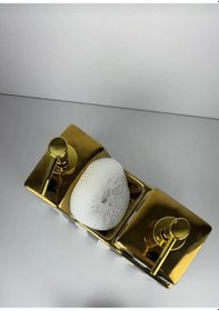 Resim 2li Mutfak Set Porselen Sıvı Sabunluk Süngerlik Tezgah Üstü Bulaşıklık Şık Dekoratif 500ml Altın - Beyaz - Siyah 