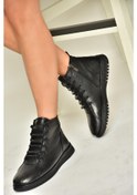 Resim Fox Shoes T555366203 Siyah Hakiki Deri Comfort Ortopedik Taban Kadın Bot Siyah 