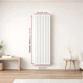 Resim Aeon Visage Alüminyum Dekoratif Radyatör Dikey 150CM x 50CM (10 Dilimli) Beyaz 