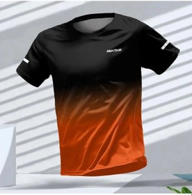 Resim Snapbuy Erkek Unisex Degrade Desenli Spor T-shirt, Rahat Ve Hızlı Kuruyan Kısa Kollu Tişörtgümüş Gümüş 
