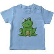 Resim Angemiel Baby Tatlı Oturan Kurbağa Erkek Bebek Tişört Mavi B0128MDBBKETSRT 