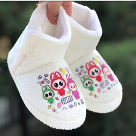 Resim Pandalina Kız Çocuk Panduf Yandan Crtlı Figürlü Panduf Anaokulu Kreş Ev Ayakkabısı Ev Botu 