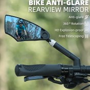 Resim Bisikletler için Geniş Açılı Arka Görüş Aynası, Parlamayı Azaltmak için Tasarlandı, Elektrikli Scooterlar ve Bisiklet Aksesuarları için Uygundur. 