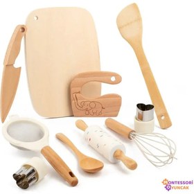 Resim Montessori Ahşap Mutfak Seti Gerçekçi Oyuncak Aksesuarlı Çocuk Eğitimi 