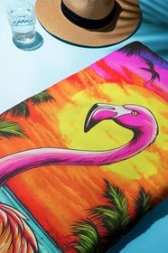 Resim Dijital Baskı Plaj Deniz Havlusu Flamingo Desenli Peştamal HVL0131 