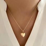 Resim Parlak Kalp Tasarımlı Sallantılı Küpe ve Kolye Seti - Şık ve Zarif Çinko Alaşım Takı, Kadınlar ve Erkekler İçin Hediye 