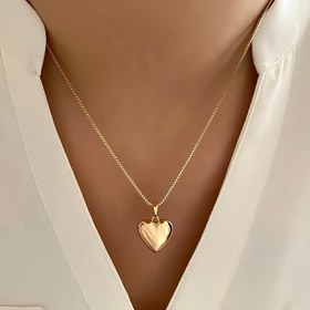 Resim Parlak Kalp Tasarımlı Sallantılı Küpe ve Kolye Seti - Şık ve Zarif Çinko Alaşım Takı, Kadınlar ve Erkekler İçin Hediye 