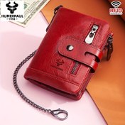 Resim Kadınlar için HUMERPAUL Vintage Kırmızı RFID Engelleme Cüzdan - Çıkarılabilir Kimlik Penceresi, Çoklu Kart Yuvası, Fermuarlı Cepli & Altın Ton Donanım, Günlük ve Özel Günler İçin Kompakt Kısa Tasarım (Güvenli ve Şık) 