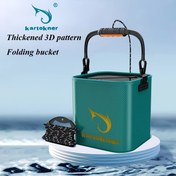 Resim KARTOKNER 7L/11L Mavi & Siyah Katlanabilir Balıkçılık Kovası Güçlendirilmiş EVA Taban - Kalın 3D Desenli Dayanıklı, Taşınabilir Canlı Balık Tote ile Kolay Yakalama 