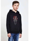 Resim Motor Noelbaba Kuru Kafa Rock Metal Baskılı Unisex Çocuk Sweat (528793264) Siyah 
