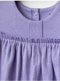 Resim Zekids Kız Bebek Organik Pamuklu Bandanalı Kolsuz Elbise-15906 Mor 