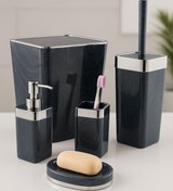 Resim İmera Akrilik 5 Parça Kare Banyo Seti Parlak Gri-gümüş 