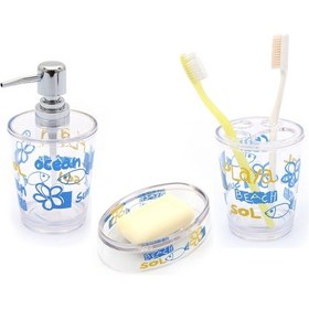 Resim DENİZ DESEN 3 LÜ BANYO SETİ AKRİLİK Şeffaf 