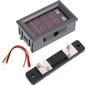 Resim 0.28 inç 0-100V 50A Çift LED Kırmızı Voltmetre ve Mavi Ampermetre (Şönt Dirençli) 